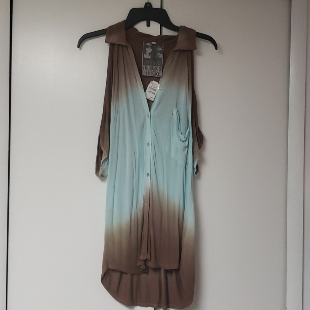 Young fabulous and broke ombre tie dye top NWT